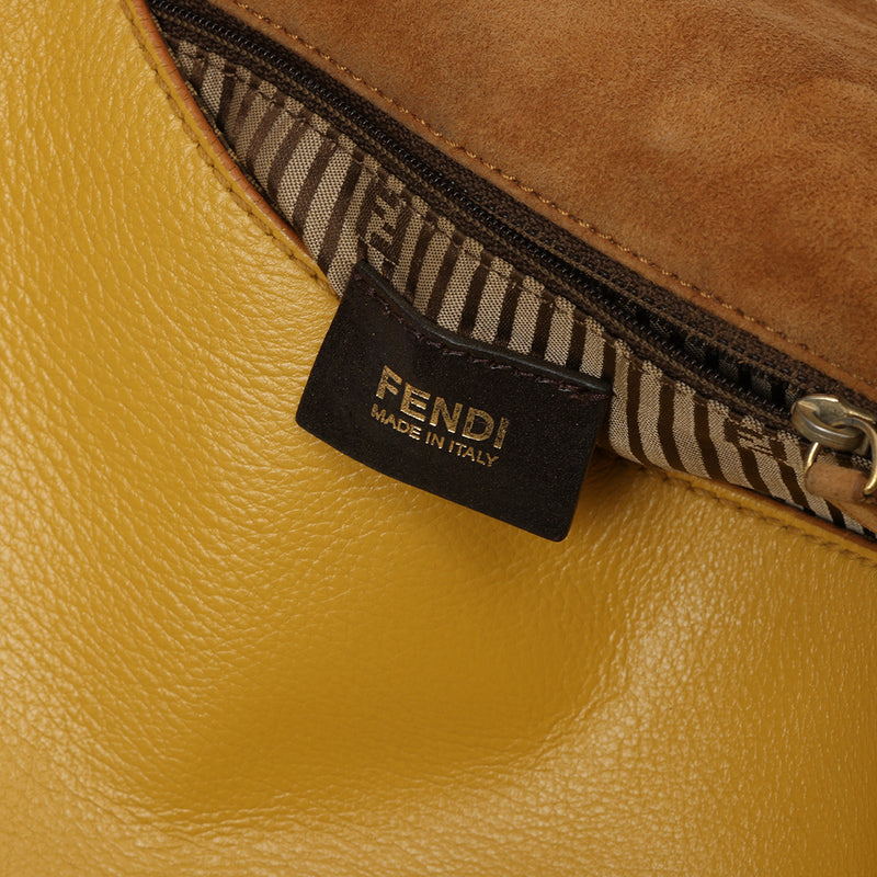 Women pre loved fendi yellow colorblock shoulder bag medium