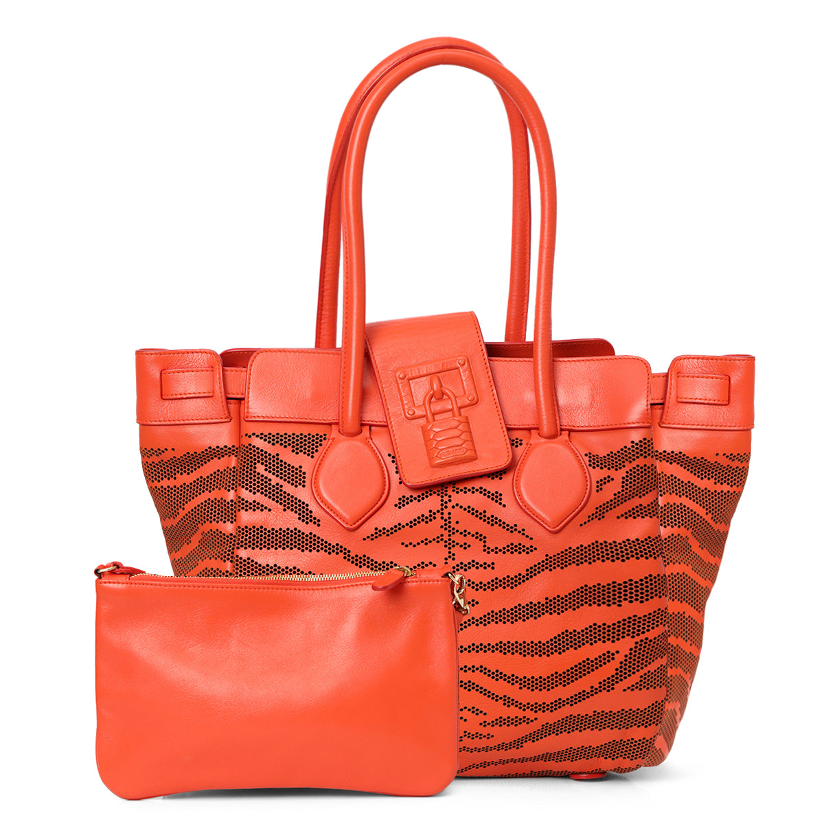 Orange Aand Black Perforated Tote One Size