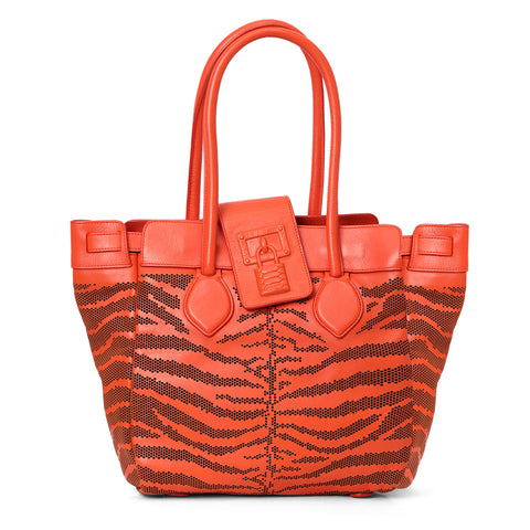Orange And Black Perforated Tote One Size