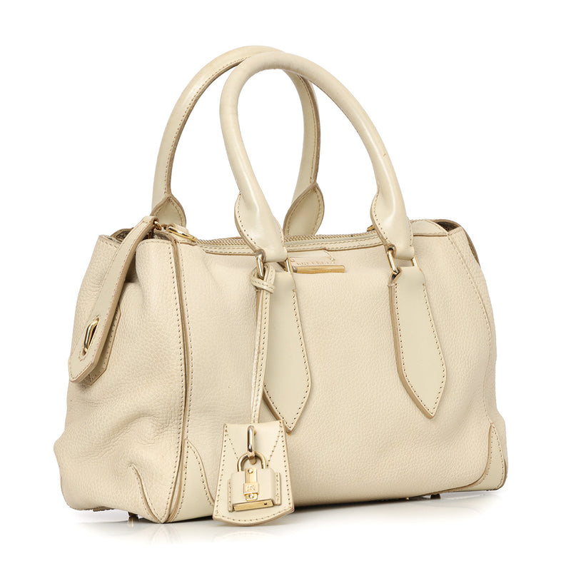 Ivory grainy Leather Small Gladstone Bag