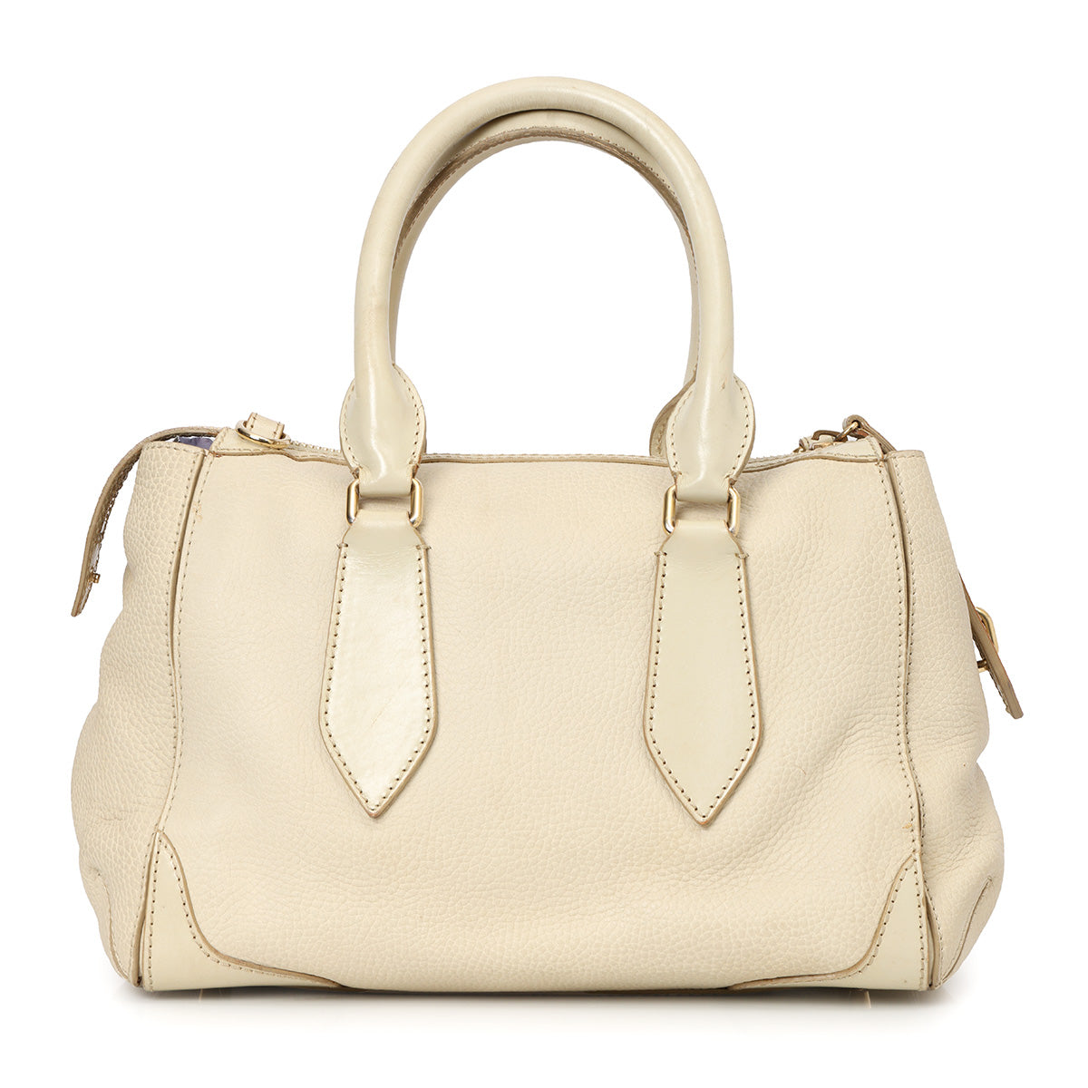 Ivory grainy Leather Small Gladstone Bag