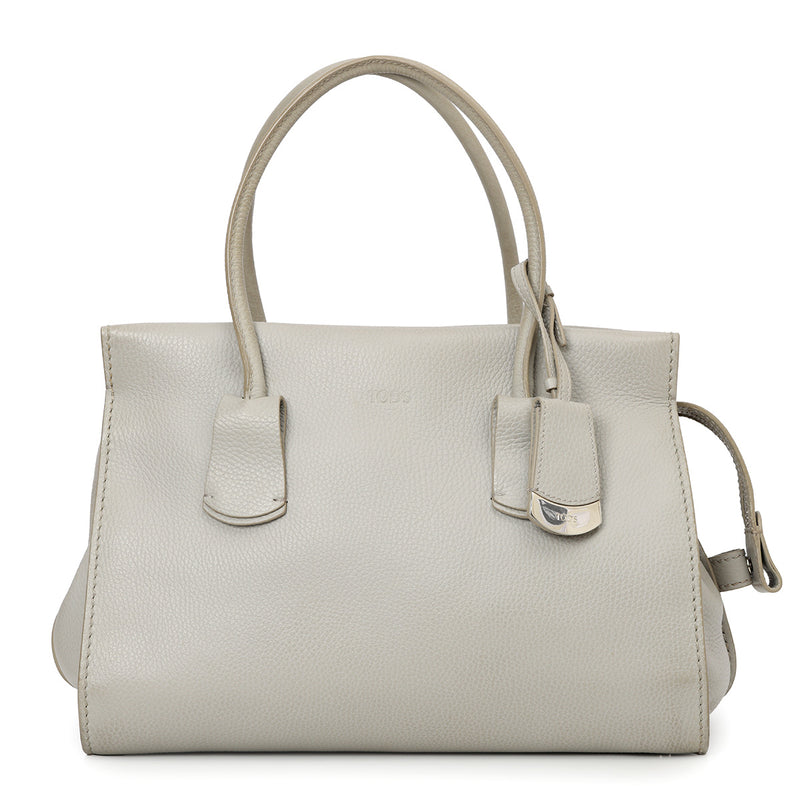 Grey Pebbled Leather Shopper Tote Bag