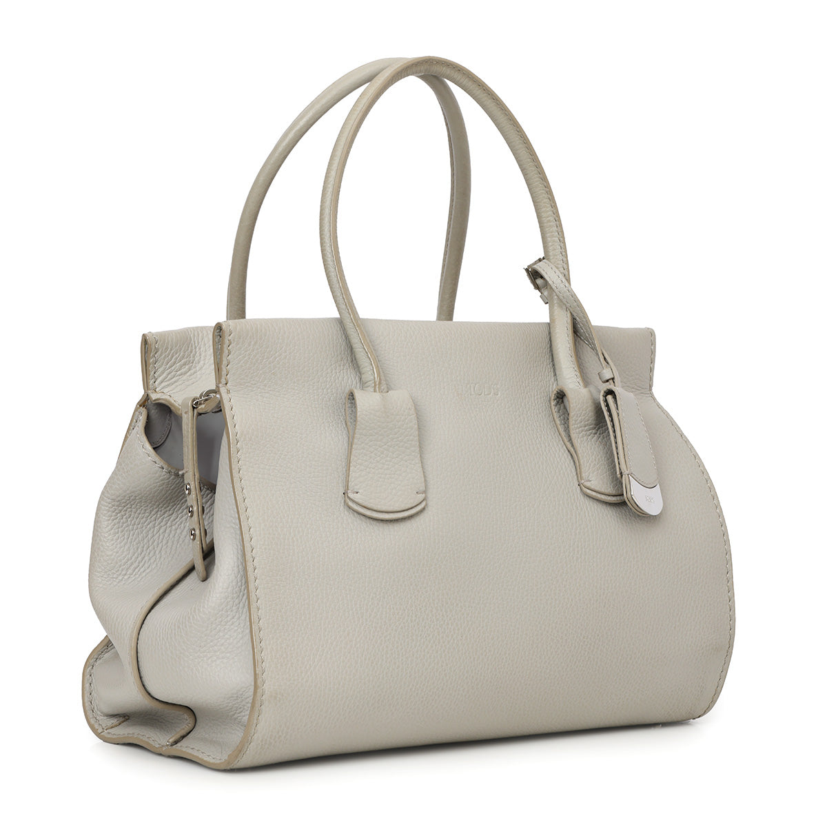 Grey Pebbled Leather Shopper Tote Bag