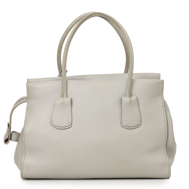 Grey Pebbled Leather Shopper Tote Bag