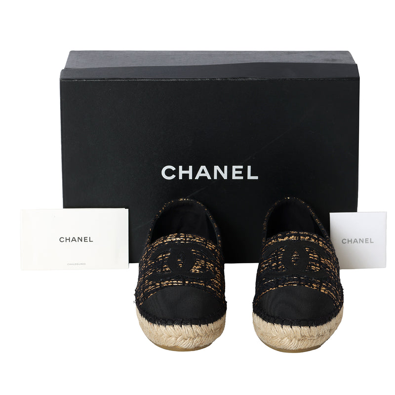 Black Gold Lurex Tweed Espadrilles EU 37