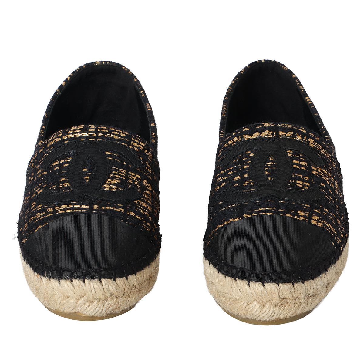 Black Gold Lurex Tweed Espadrilles EU 37