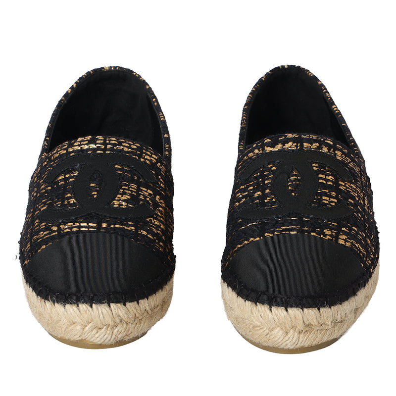 Black Gold Lurex Tweed Espadrilles EU 37