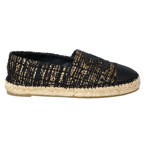 Black Gold Lurex Tweed Espadrilles EU 37
