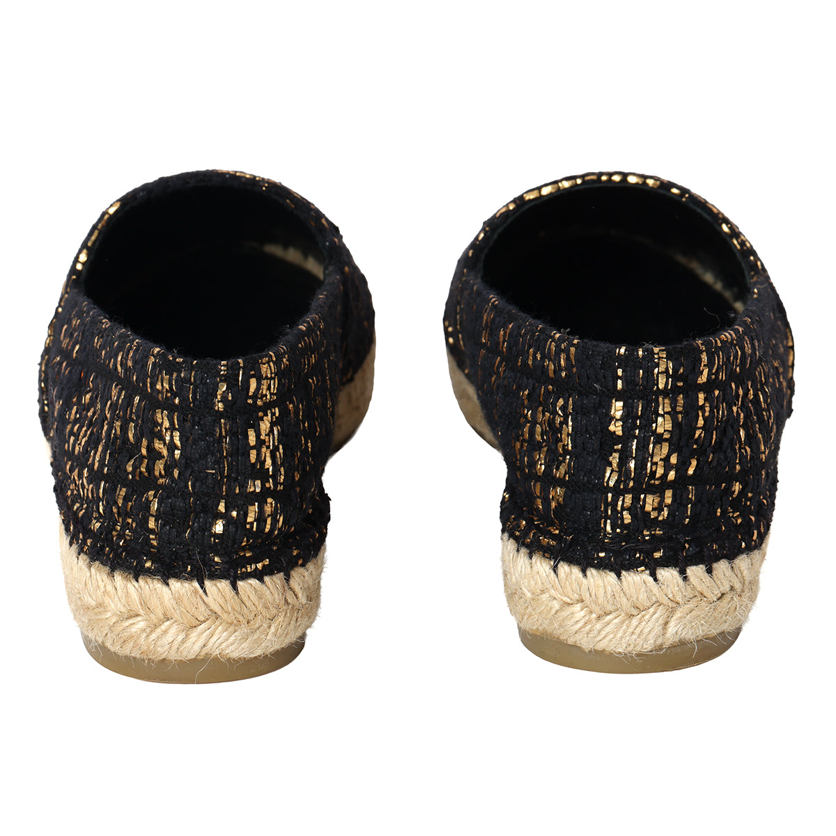 Black Gold Lurex Tweed Espadrilles EU 37