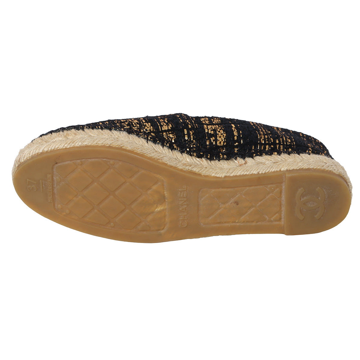Black Gold Lurex Tweed Espadrilles EU 37
