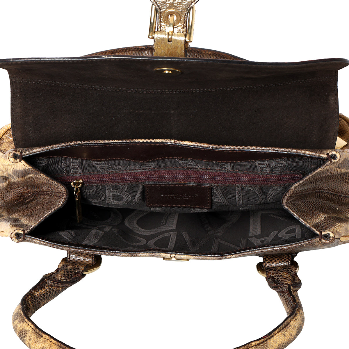 Brown Python Embossed Shoulder Bag