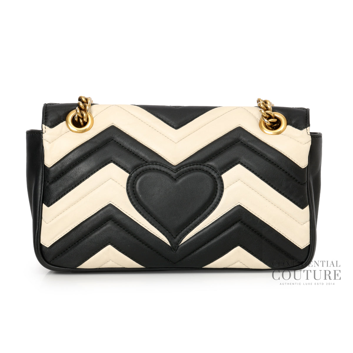GG Marmont Matelasse Leather small Black/Off White Shoulder Bag