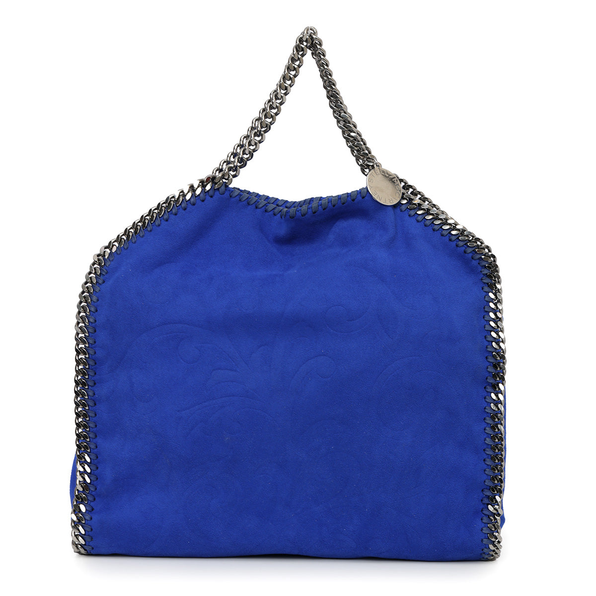 Falabella 3 Chain Blue Fold-Over Large Tote Bag