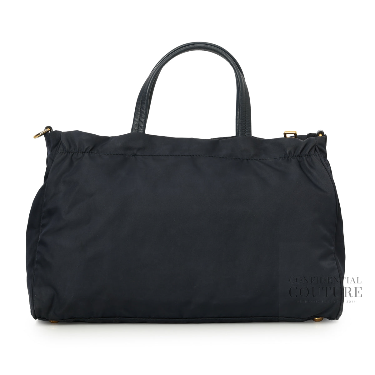 Navy Baltico Tessuto Nylon and Soft Calf Leather Tote Bag