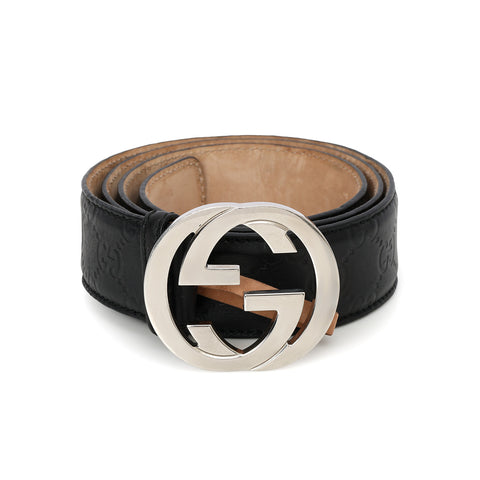 GG Guccissima Black Leather Waist Belt