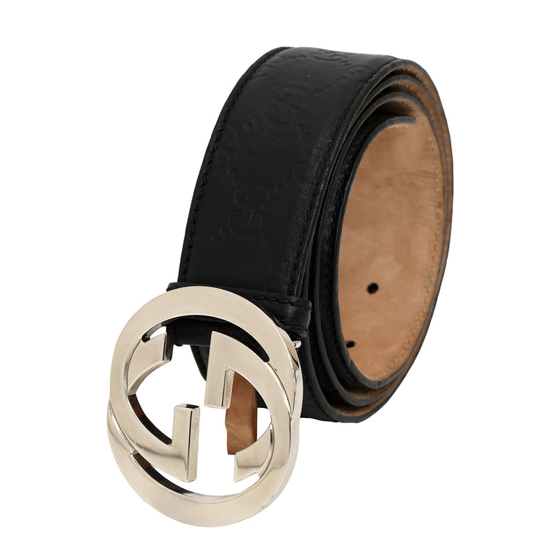 GG Guccissima Black Leather Waist Belt