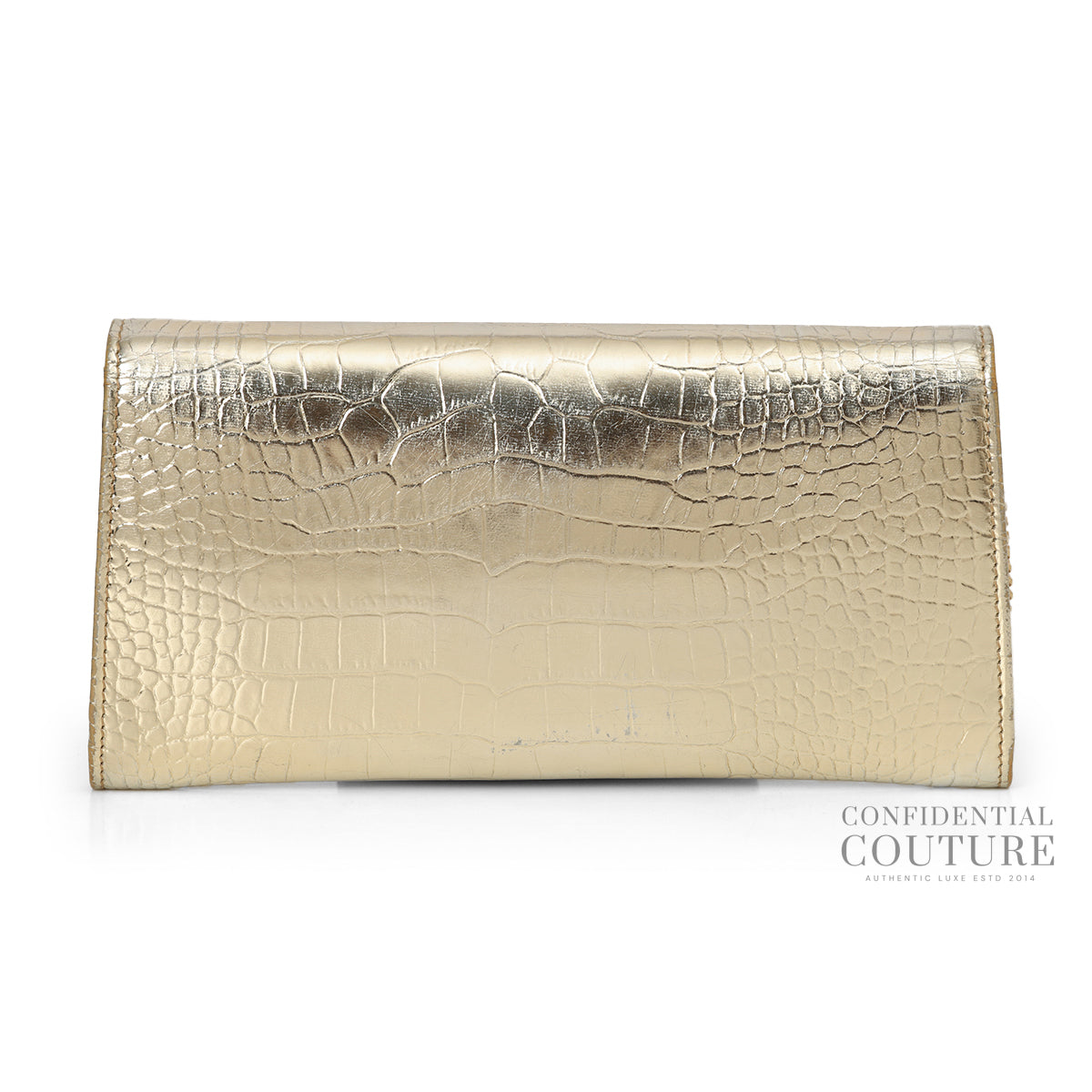 Gold Croc Embossed Emmie Clutch