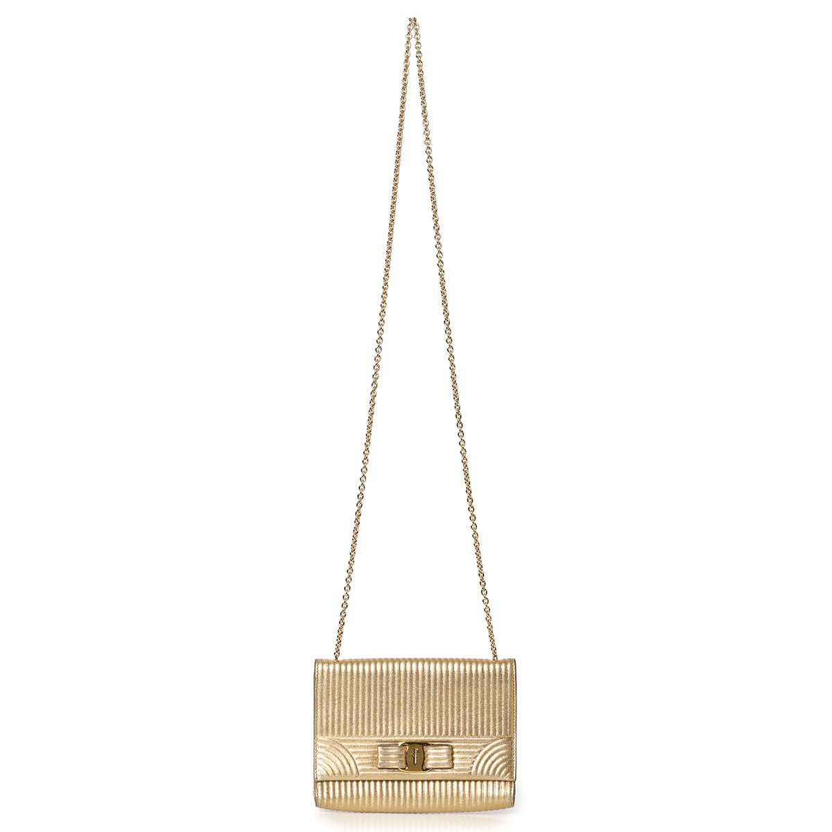 Gold Quilted Leather Vara Bow Crossbody Bag