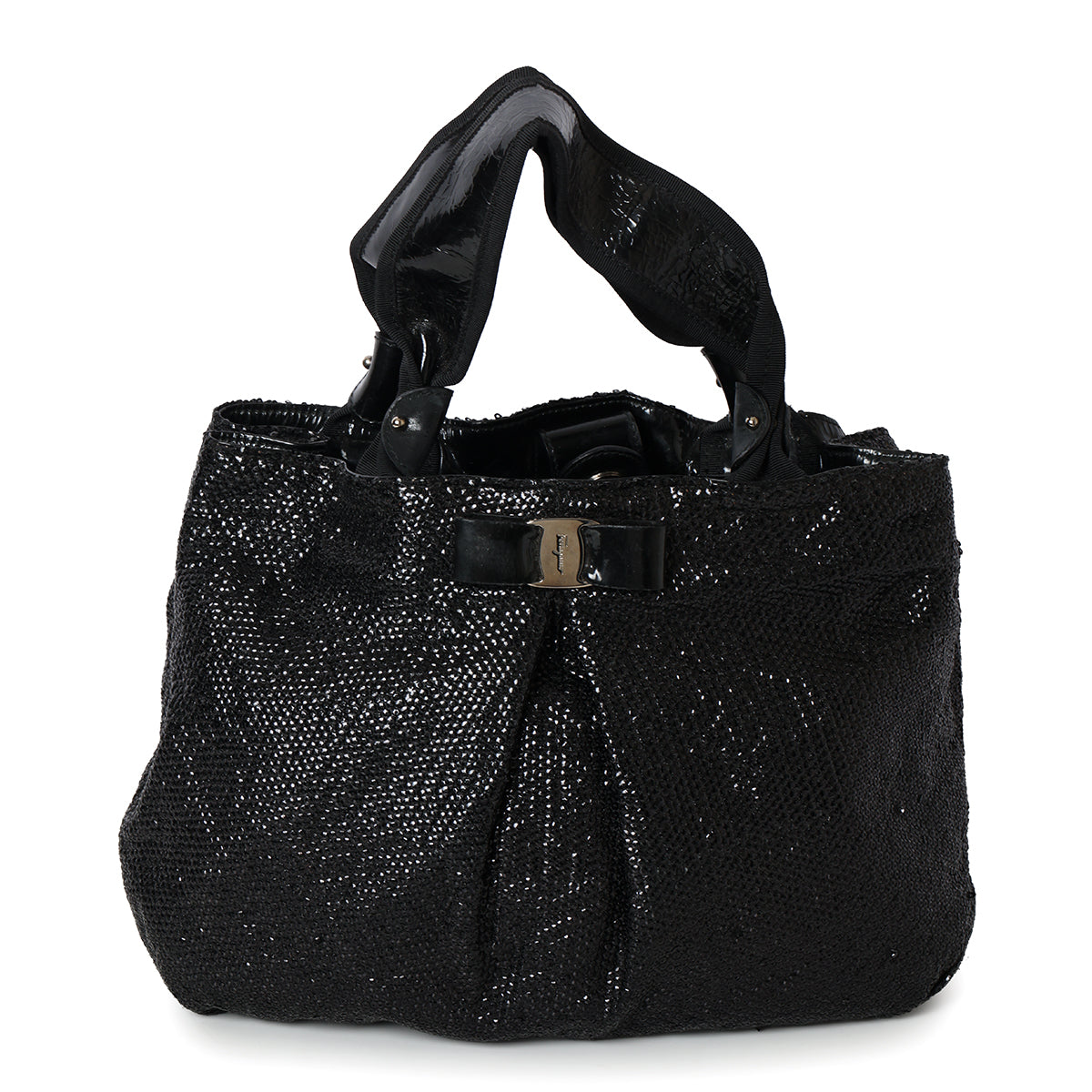 Vara Sequined Selene nylon Black tote bag