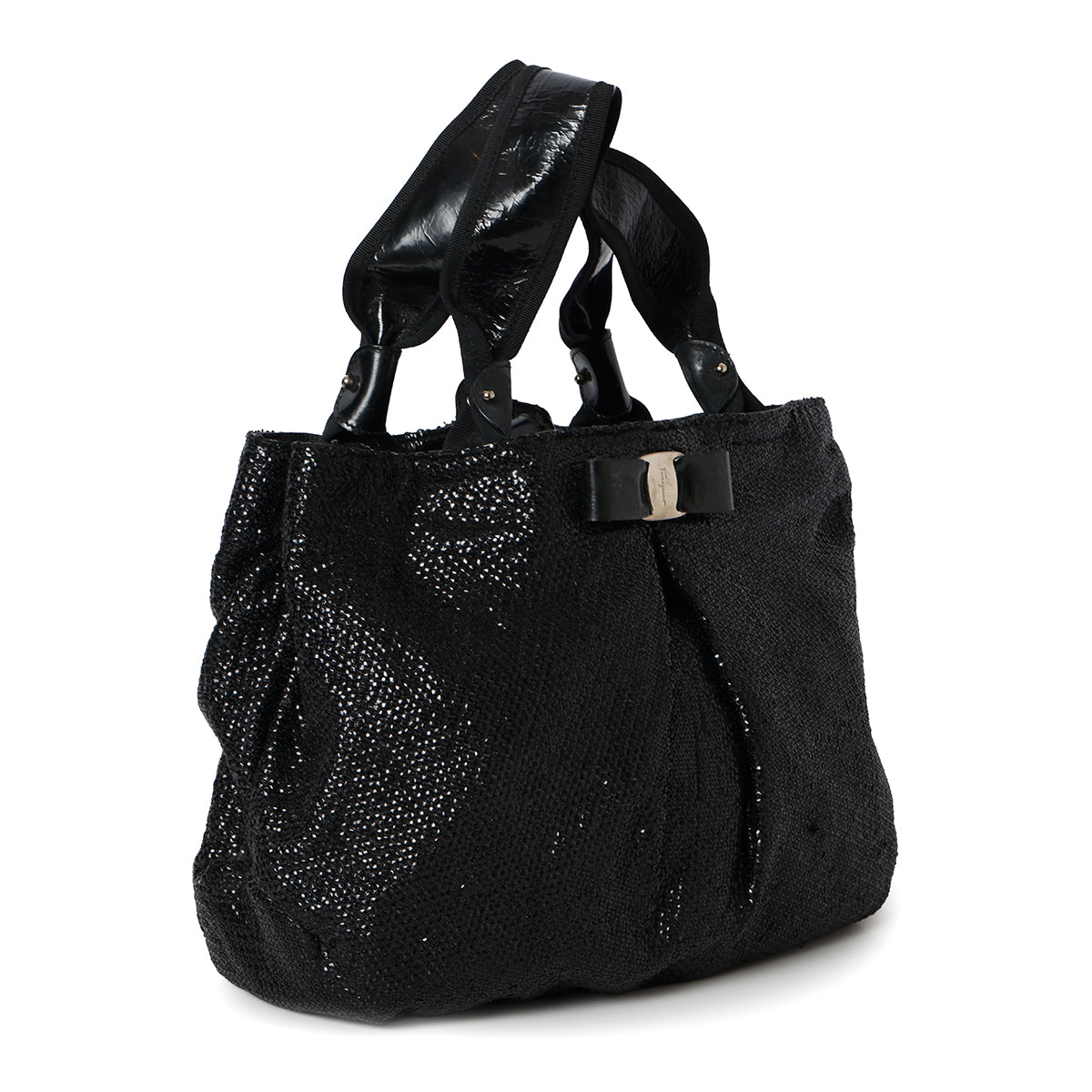Vara Sequined Selene nylon Black tote bag