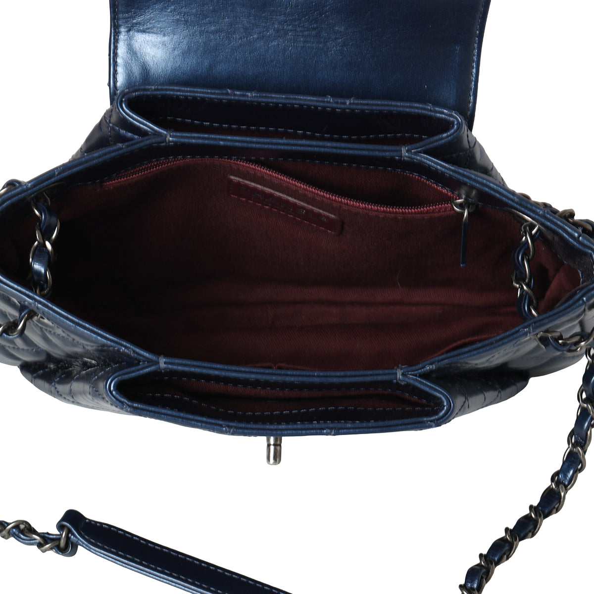 Blue Glazed Leather Paris Seoul Accordion Flap Bag