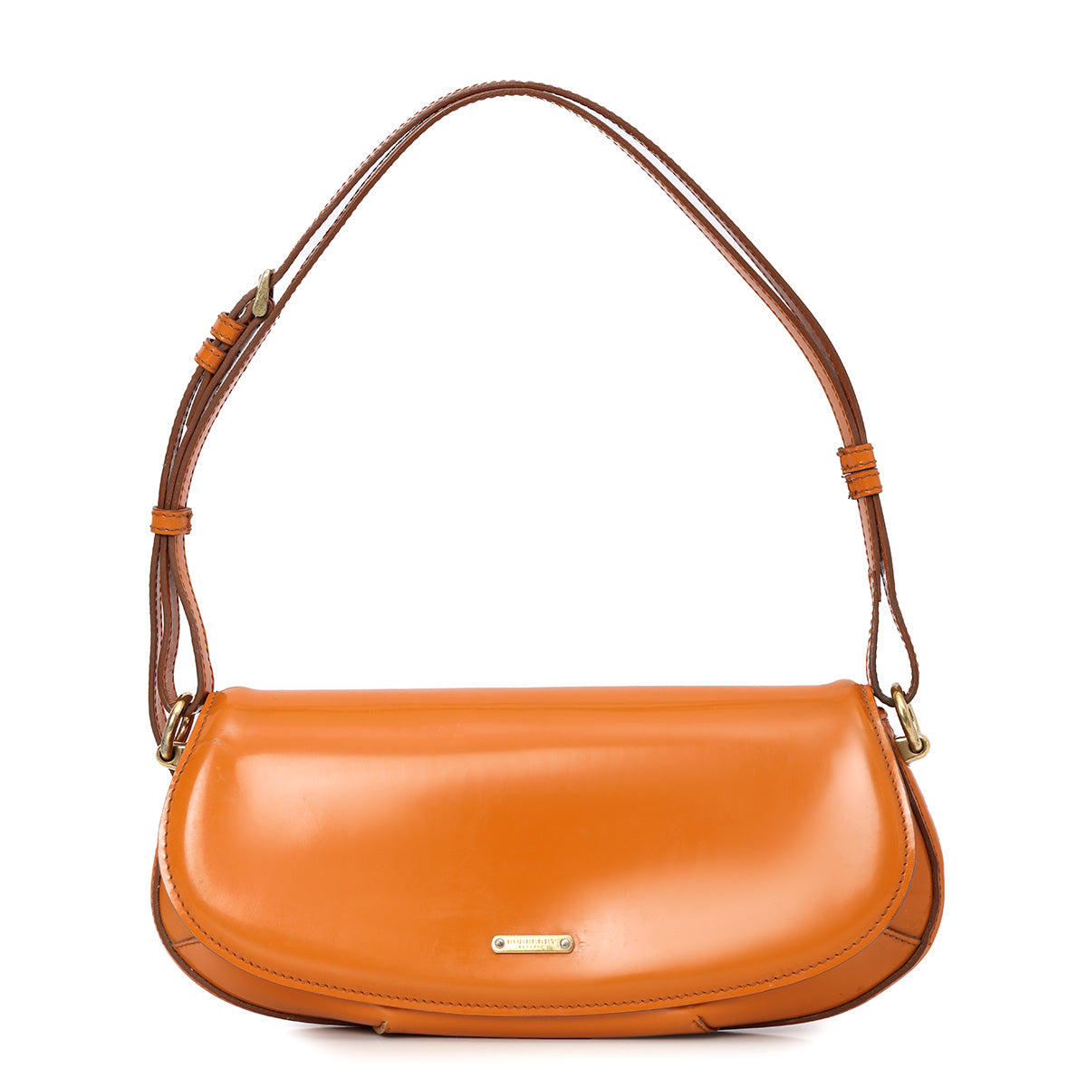 Prorsum Orange Patent Leather Solid Shoulder Bag