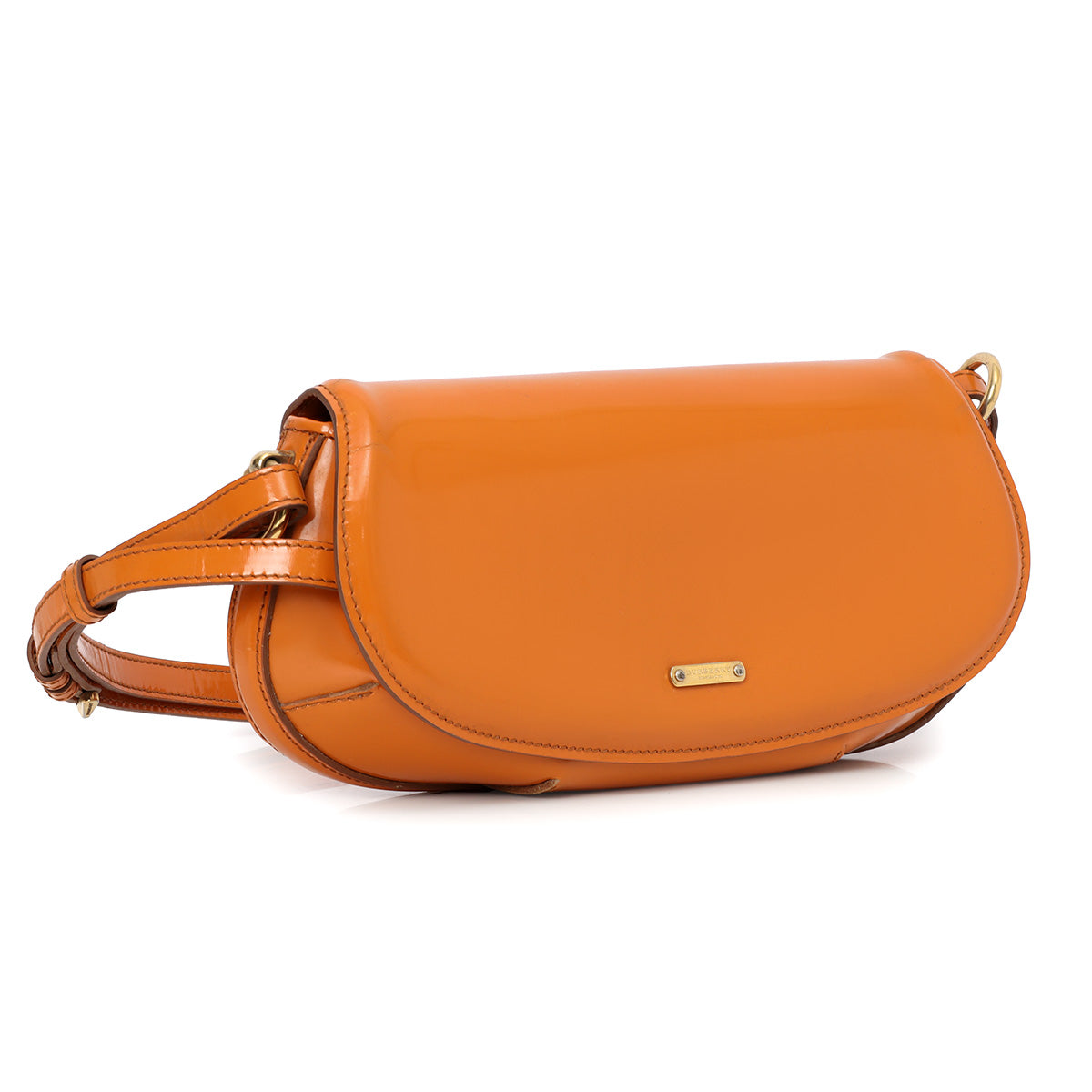 Prorsum Orange Patent Leather Solid Shoulder Bag