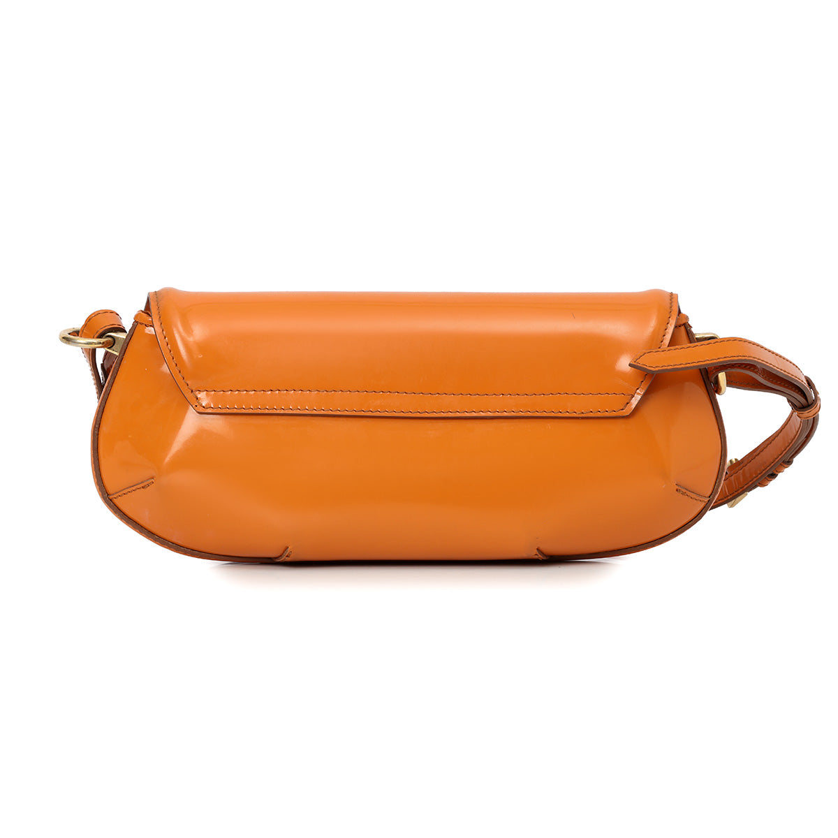 Prorsum Orange Patent Leather Solid Shoulder Bag