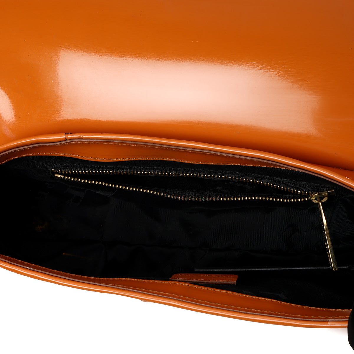 Prorsum Orange Patent Leather Solid Shoulder Bag