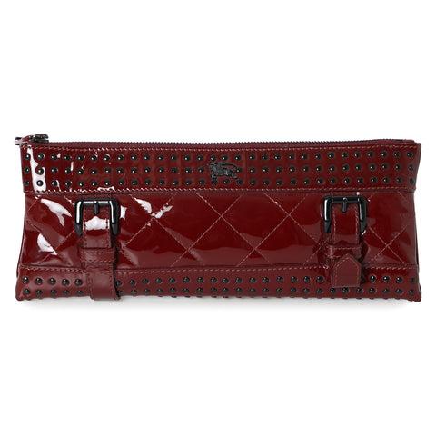 Maroon Prorsum Patent Leather Studded Clutch