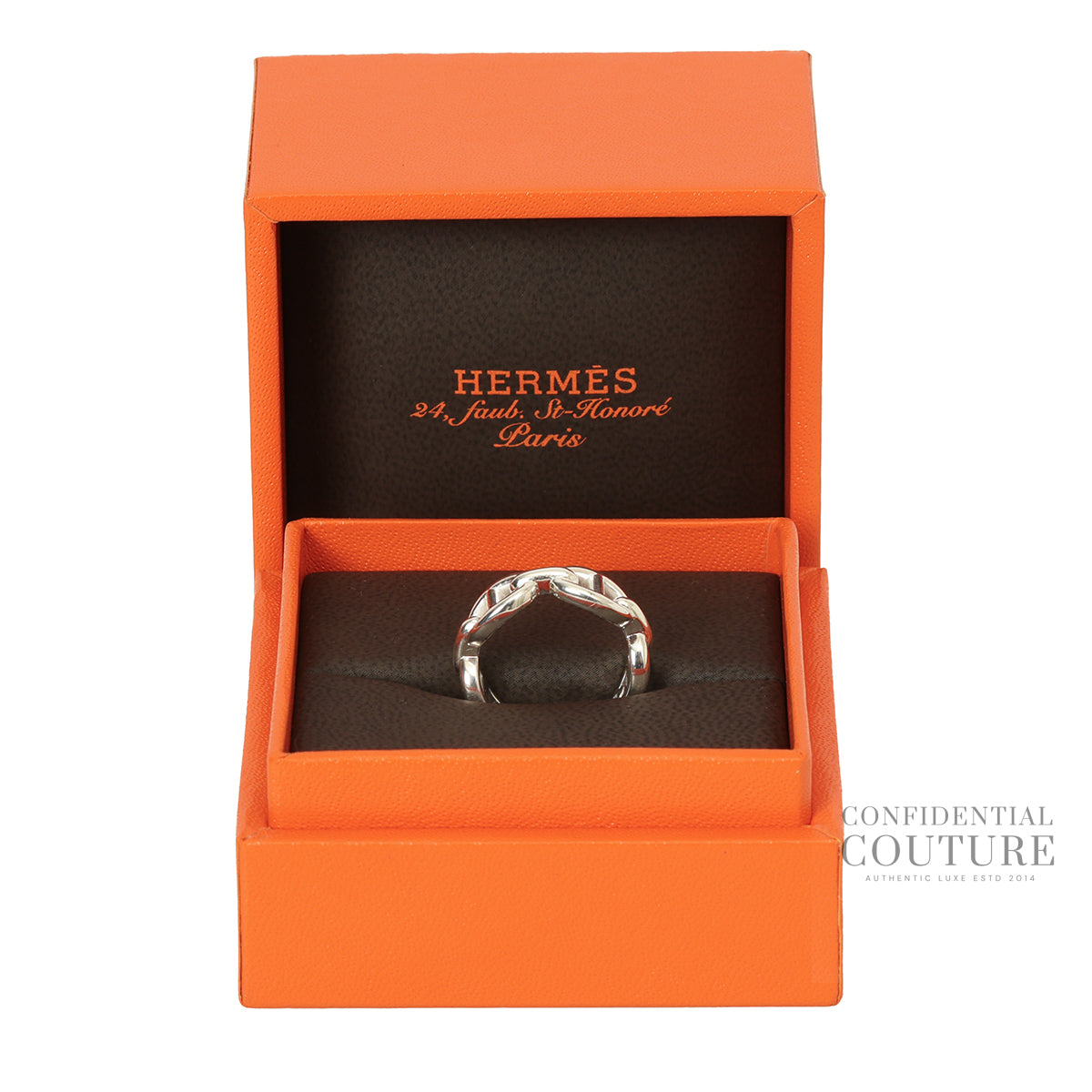 Chaine D'ancre Enchainee Sterling Silver Ring, Small Model, Size- 52