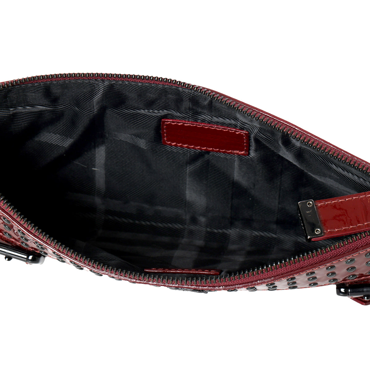 Maroon Prorsum Patent Leather Studded Clutch