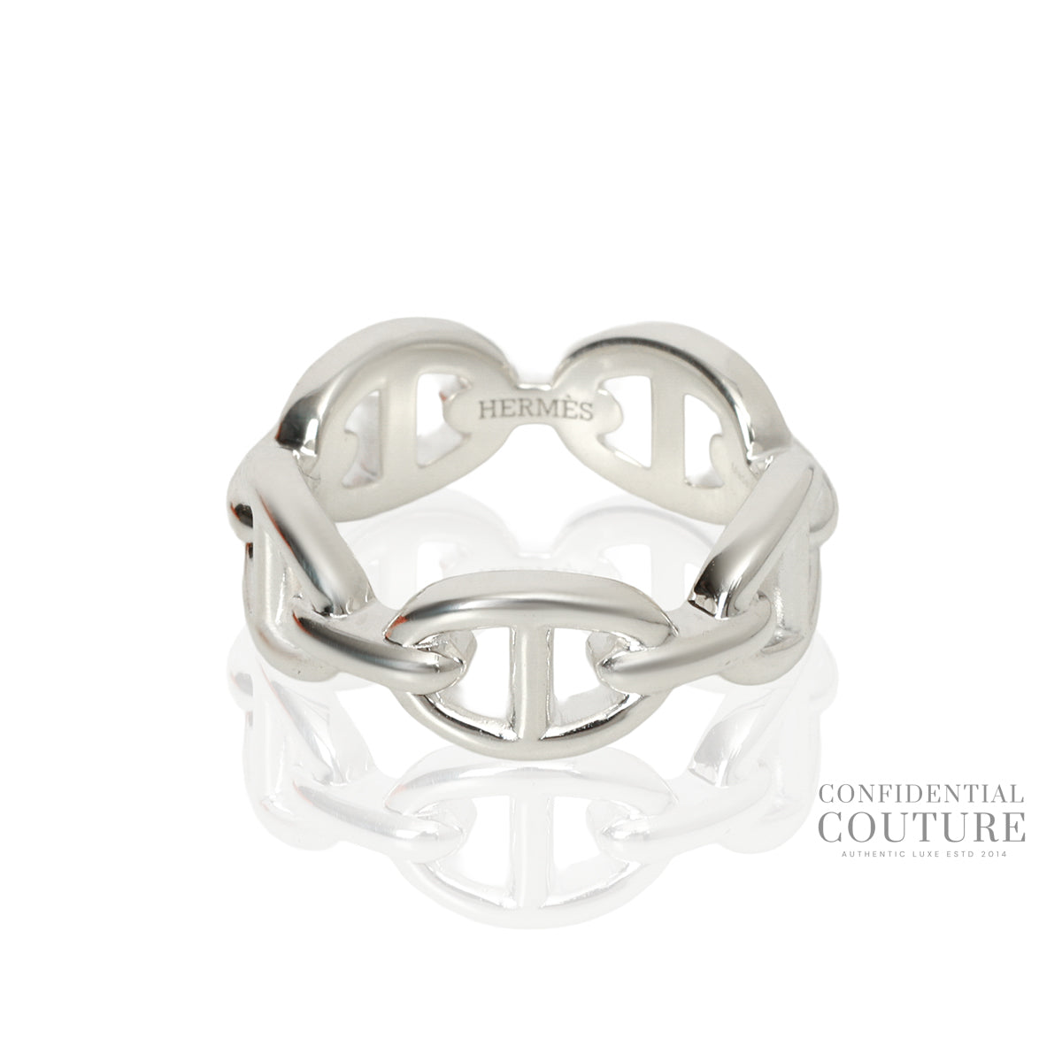 Chaine D'ancre Enchainee Sterling Silver Ring, Small Model, Size- 52