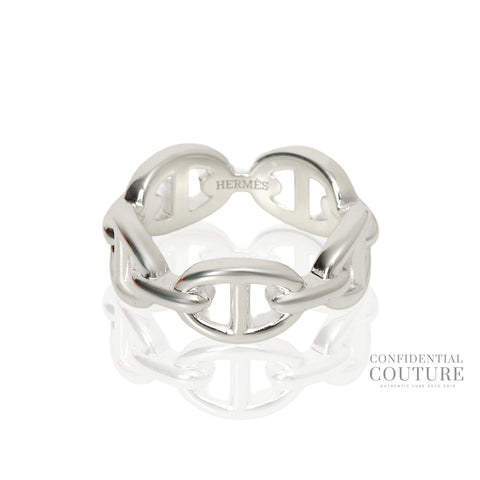Chaine D'ancre Enchainee Sterling Silver Ring, Small Model, Size- 52