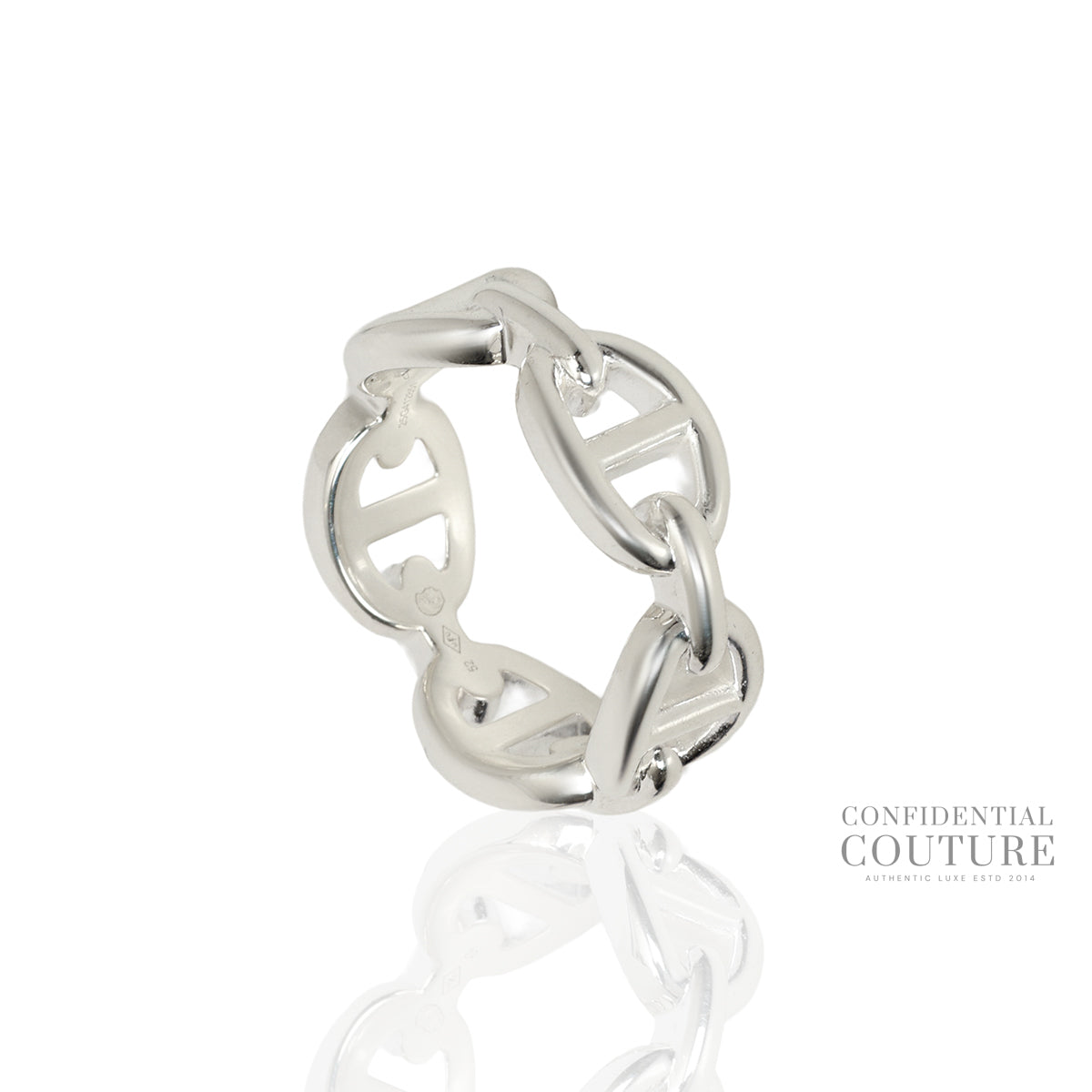 Chaine D'ancre Enchainee Sterling Silver Ring, Small Model, Size- 52