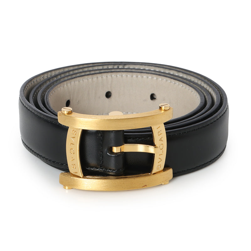 Pre loved Bvlgari Black Square Buckle Belt 38