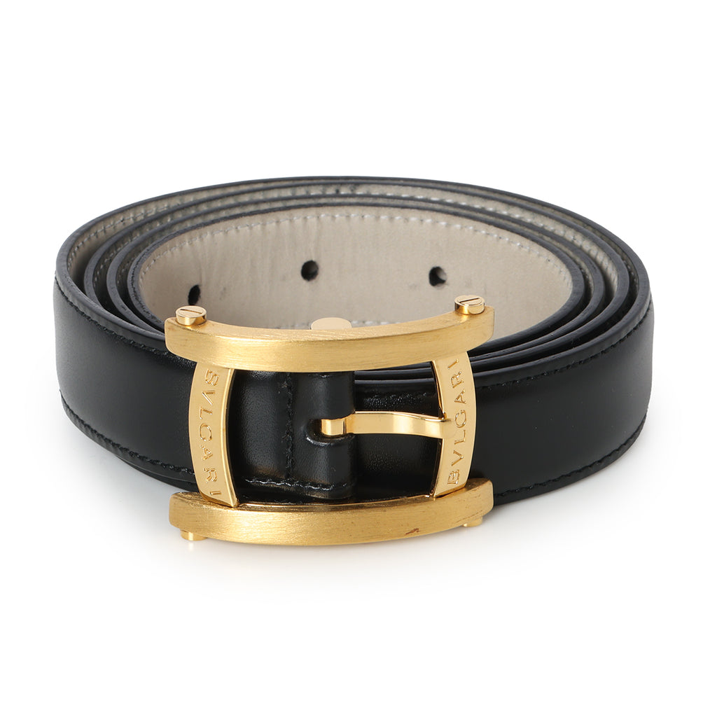 Shop pre-loved Bvlgari Black Square Buckle Belt Size 38 100
