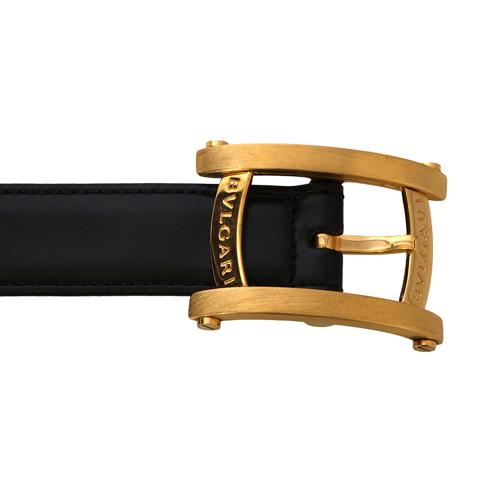 Shop pre-loved Bvlgari Black Square Buckle Belt Size 38 100