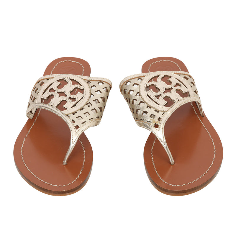 Metallic Leather Miller Sandals - 10.5