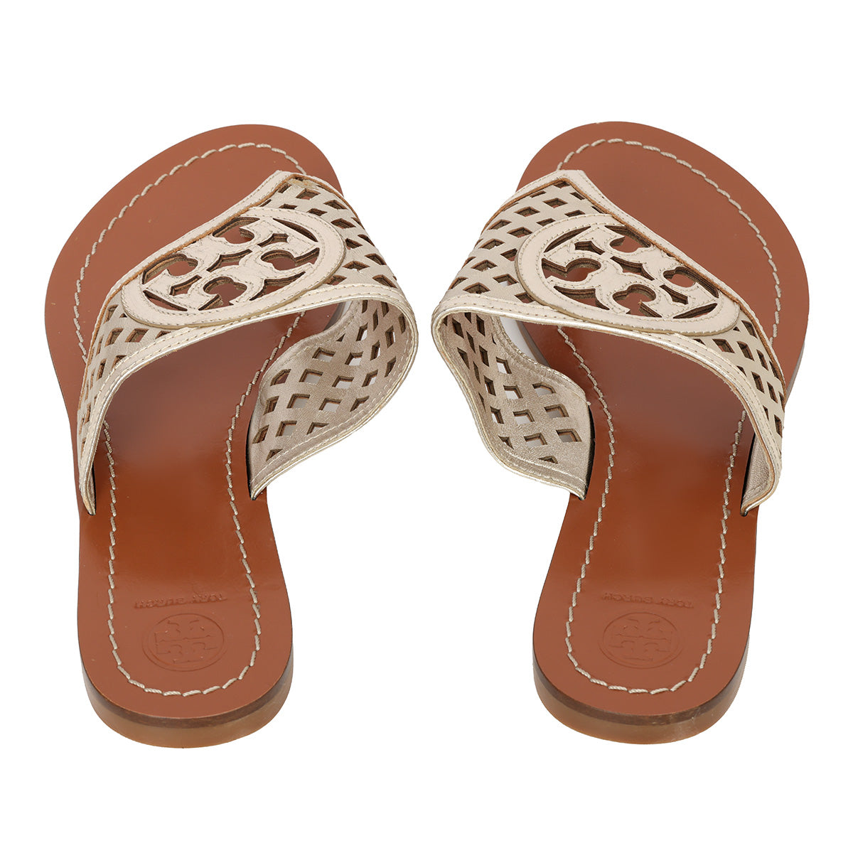 Metallic Leather Miller Sandals - 10.5