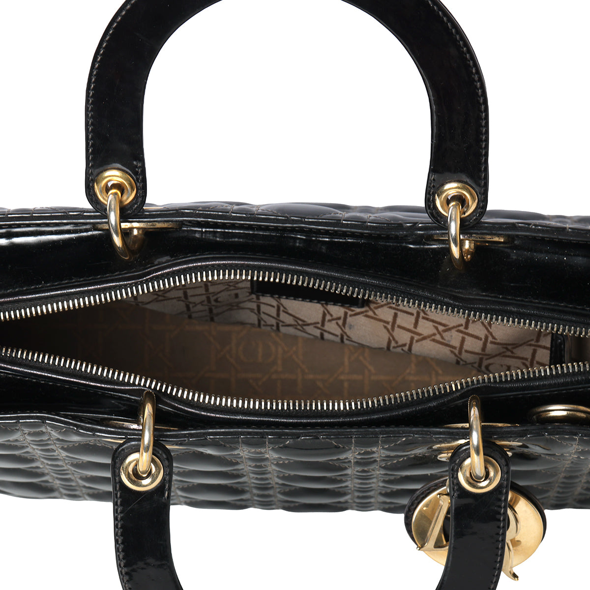 Black Large Patent Leather Lady Dior Bag (Restored)