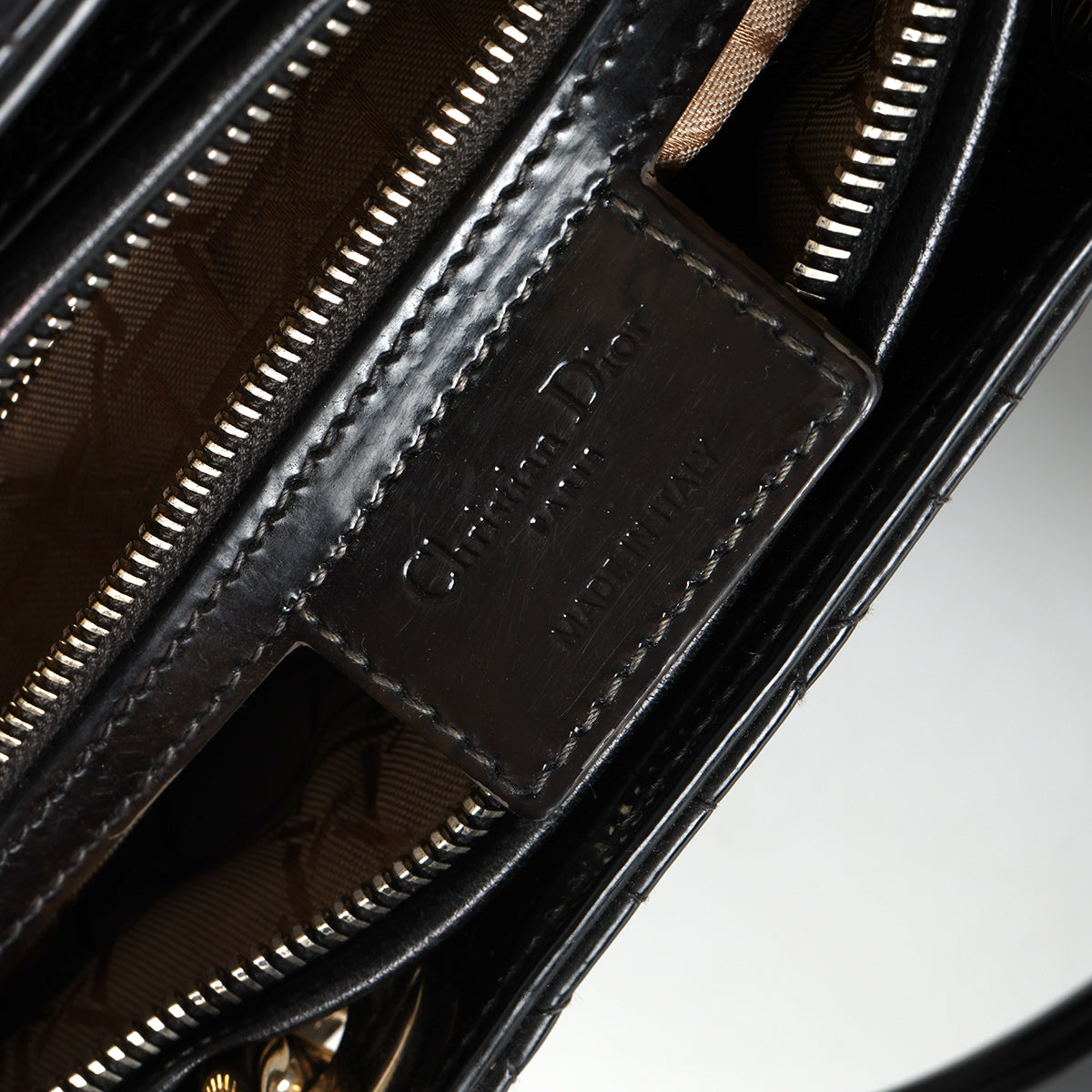 Black Large Patent Leather Lady Dior Bag (Restored)