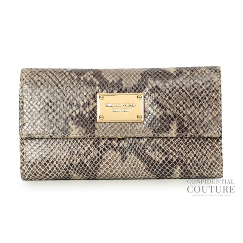Grey Python Flap Continental Wallet
