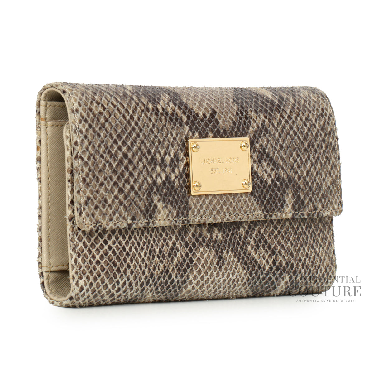 Grey Python Flap Continental Wallet