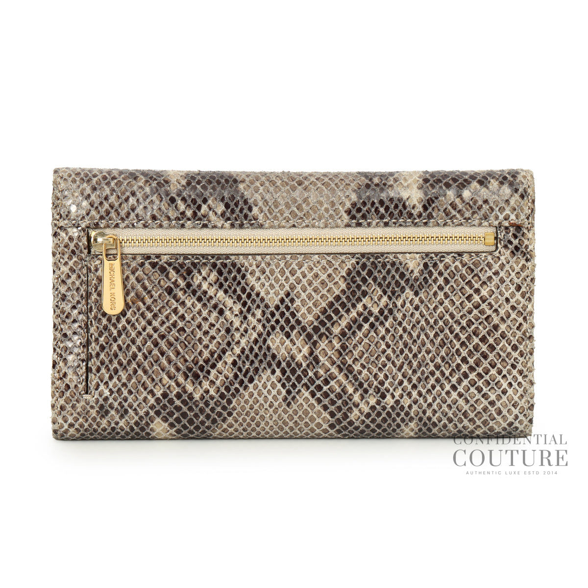Grey Python Flap Continental Wallet