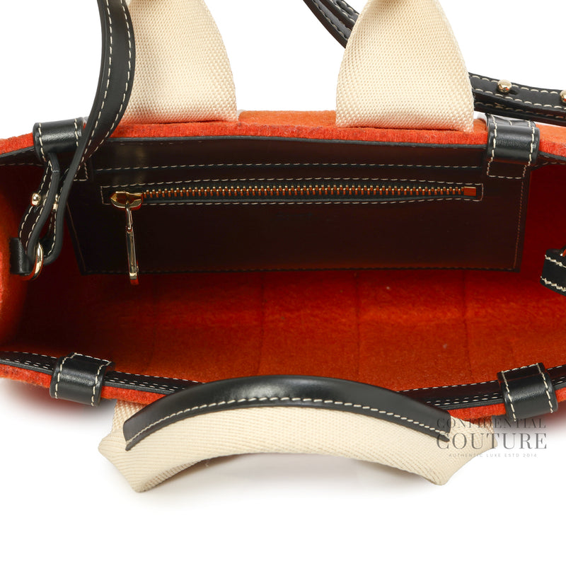 Wool/Leather Orange Small Woody Tote Bag