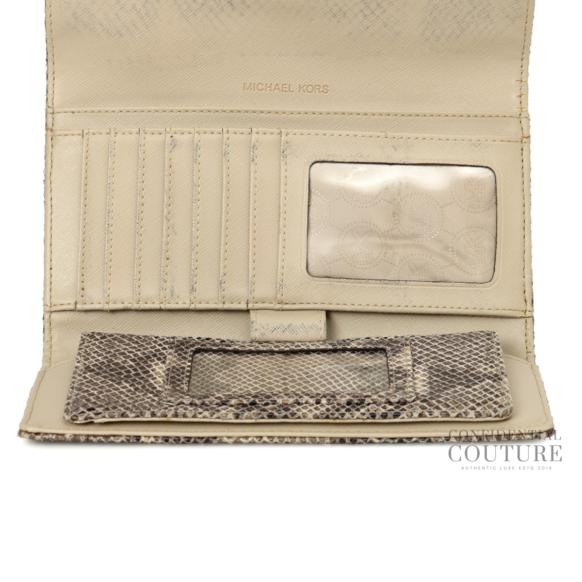 Grey Python Flap Continental Wallet