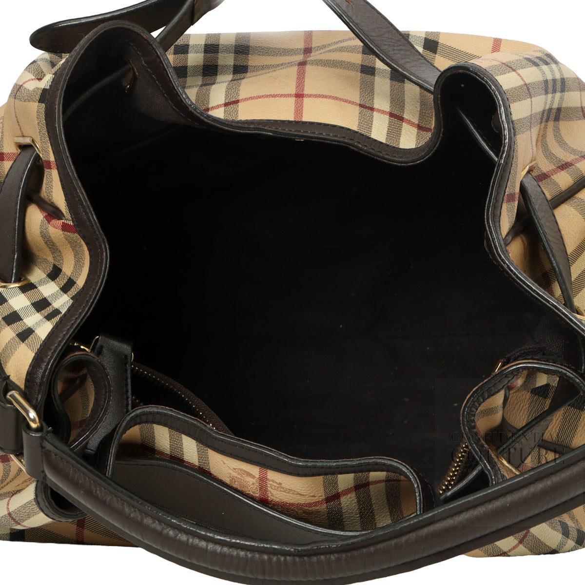 Haymarket Beige/Brown Check Canvas and Leather Medium Walden Belted Hobo