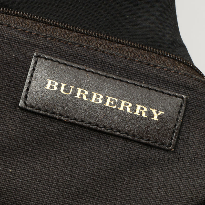 Haymarket Beige/Brown Check Canvas and Leather Medium Walden Belted Hobo