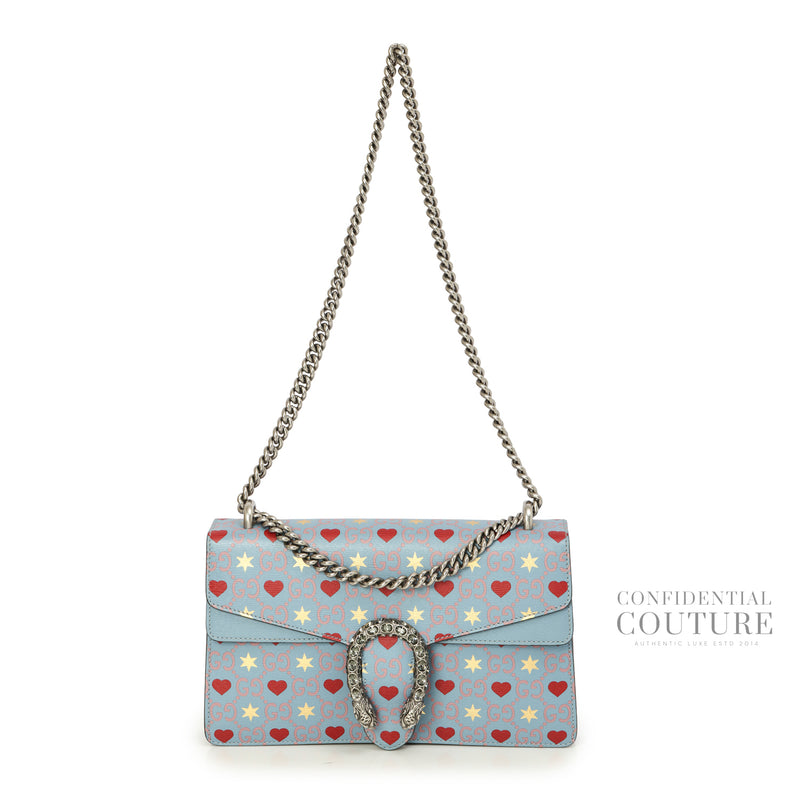 Limited Edition Blue Textured Leather Valentines Day Dionysus Small Shoulder Bag